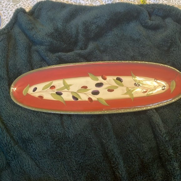 Stone Lite By Clay Art Hand-Painted Ceramic Serving Tray - Picture 1 of 11